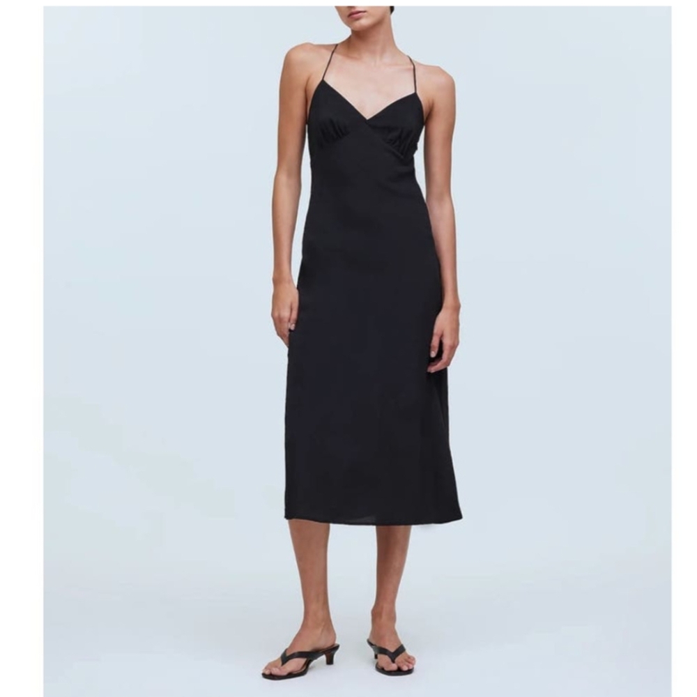 Madewell Black Halter Slip Midi Dress